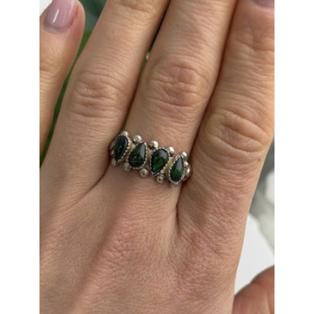 Vintage 925 Sterling Silver Green Paua Shell Ring Size 10
