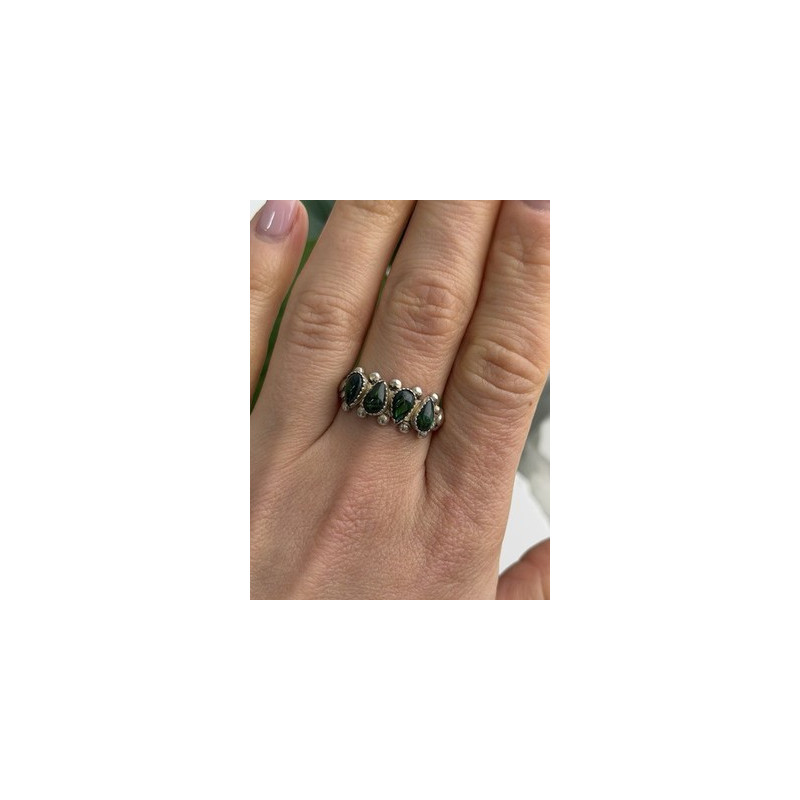 Vintage 925 Sterling Silver Green Paua Shell Ring Size 10