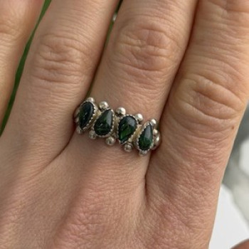 Vintage 925 Sterling Silver Green Paua Shell Ring Size 10