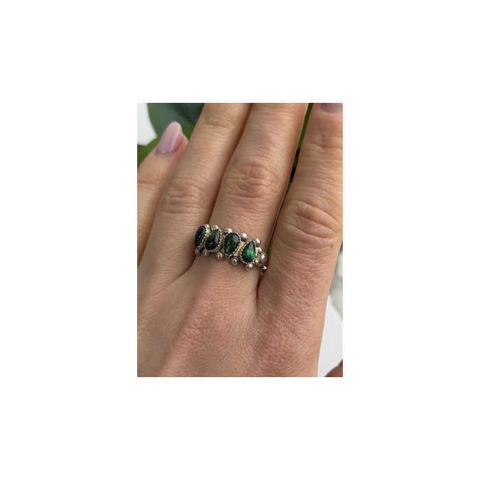 Vintage 925 Sterling Silver Green Paua Shell Ring Size 10