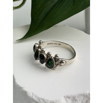 Vintage 925 Sterling Silver Green Paua Shell Ring Size 10