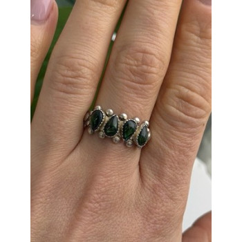 Vintage 925 Sterling Silver Green Paua Shell Ring Size 10