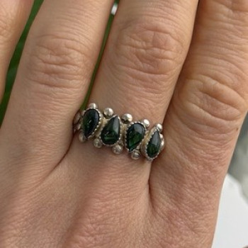 Vintage 925 Sterling Silver Green Paua Shell Ring Size 10