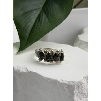 Vintage 925 Sterling Silver Green Paua Shell Ring Size 10