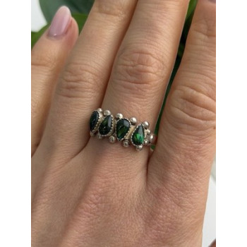 Vintage 925 Sterling Silver Green Paua Shell Ring Size 10