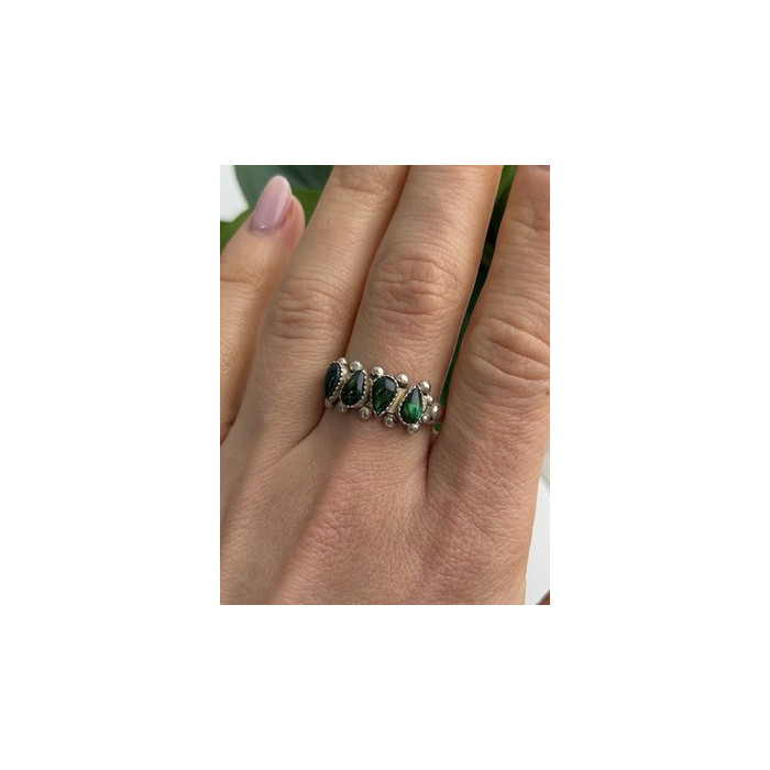 Vintage 925 Sterling Silver Green Paua Shell Ring Size 10