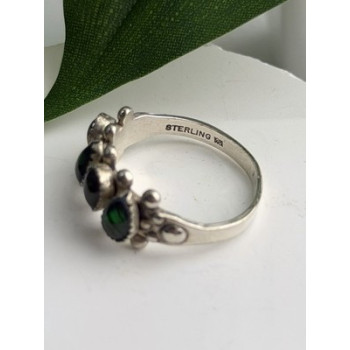 Vintage 925 Sterling Silver Green Paua Shell Ring Size 10