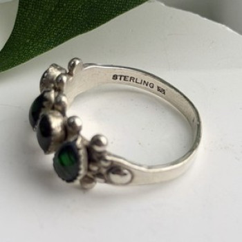 Vintage 925 Sterling Silver Green Paua Shell Ring Size 10