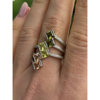 Beautiful Design 925 Sterling Silver 3 Color Spinel Ring Size 10