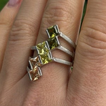 Beautiful Design 925 Sterling Silver 3 Color Spinel Ring Size 10