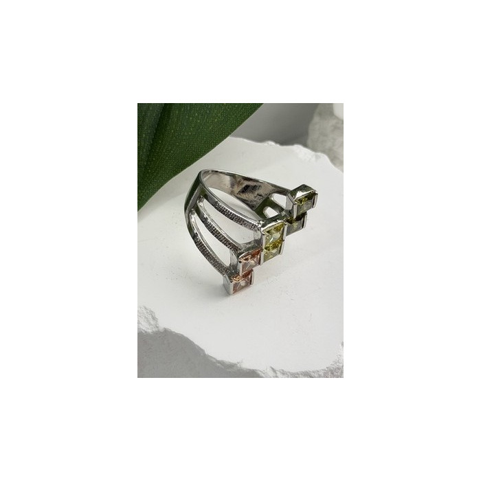 Beautiful Design 925 Sterling Silver 3 Color Spinel Ring Size 10