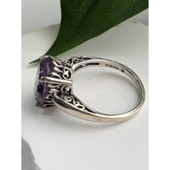 Beautiful Vintage 925 Sterling Silver Amethyst Ring Size 9