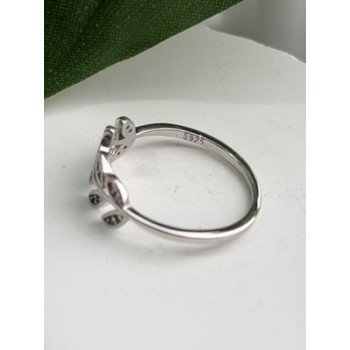 925 Sterling Silver Leaves Multi Color Spinel Ring Size 7