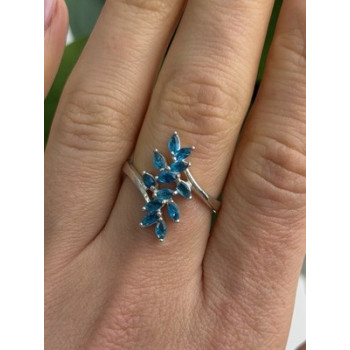 925 Sterling Silver Blue Topaz Ring Size 8