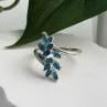 925 Sterling Silver Blue Topaz Ring Size 8