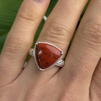 925 Sterling Silver Carnelian Ring Size 7