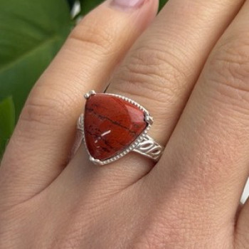 925 Sterling Silver Carnelian Ring Size 7