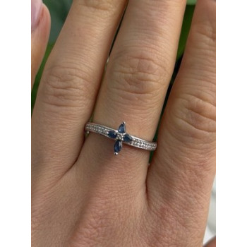 Faith 925 Sterling Silver Sapphire Cross Ring Size 8.5