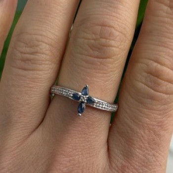 Faith 925 Sterling Silver Sapphire Cross Ring Size 8.5