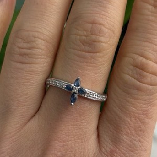 Faith 925 Sterling Silver Sapphire Cross Ring Size 8.5