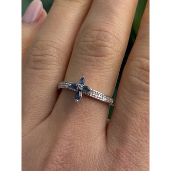 Faith 925 Sterling Silver Sapphire Cross Ring Size 8.5