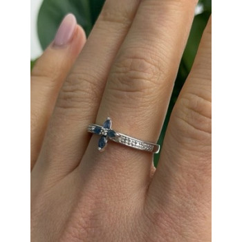 Faith 925 Sterling Silver Sapphire Cross Ring Size 8.5