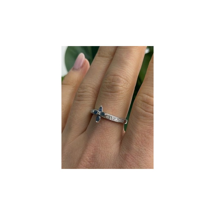 Faith 925 Sterling Silver Sapphire Cross Ring Size 8.5