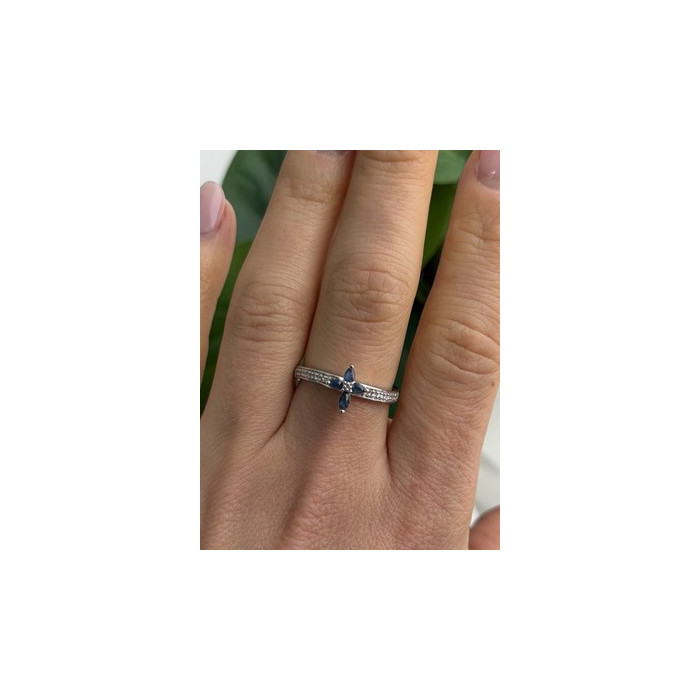 Faith 925 Sterling Silver Sapphire Cross Ring Size 8.5