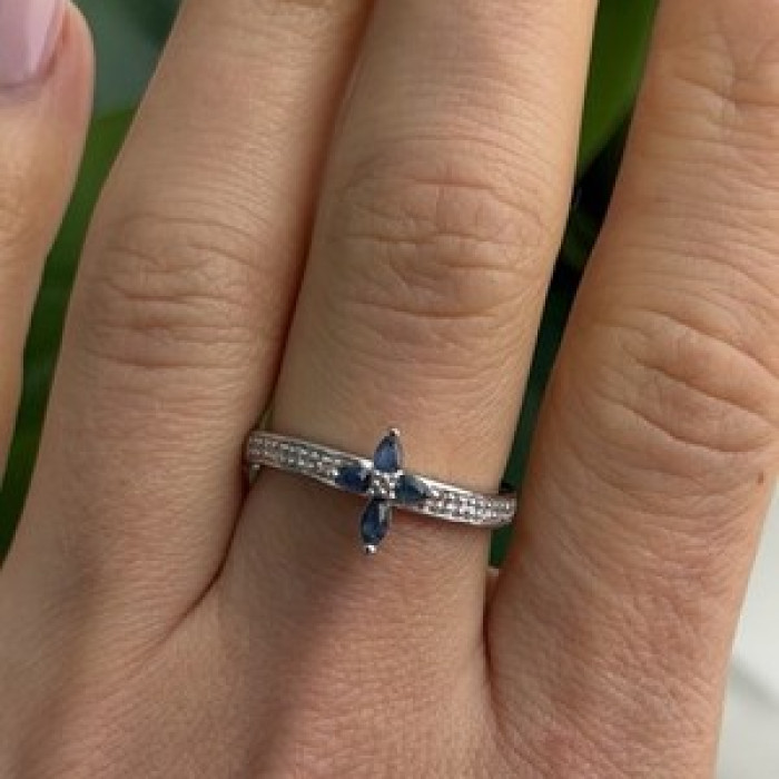 Faith 925 Sterling Silver Sapphire Cross Ring Size 8.5