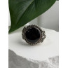 Vintage 925 Sterling Silver Black Onyx & Marcasite Ring Size 9