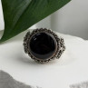 Vintage 925 Sterling Silver Black Onyx & Marcasite Ring Size 9