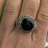Vintage 925 Sterling Silver Black Onyx & Marcasite Ring Size 9