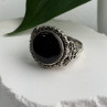 Vintage 925 Sterling Silver Black Onyx & Marcasite Ring Size 9