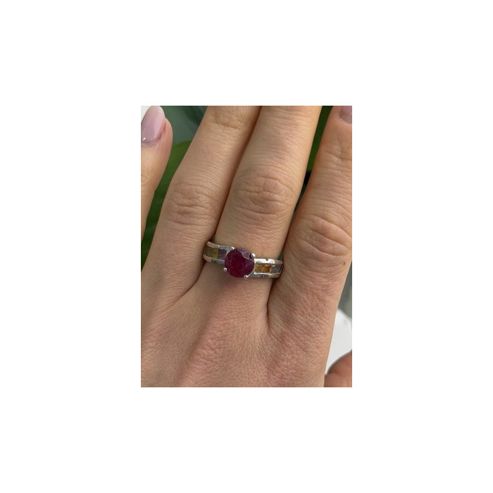 TGGC 925 Sterling Silver Ruby & Multi Color Spinel Stones Ring Size 8
