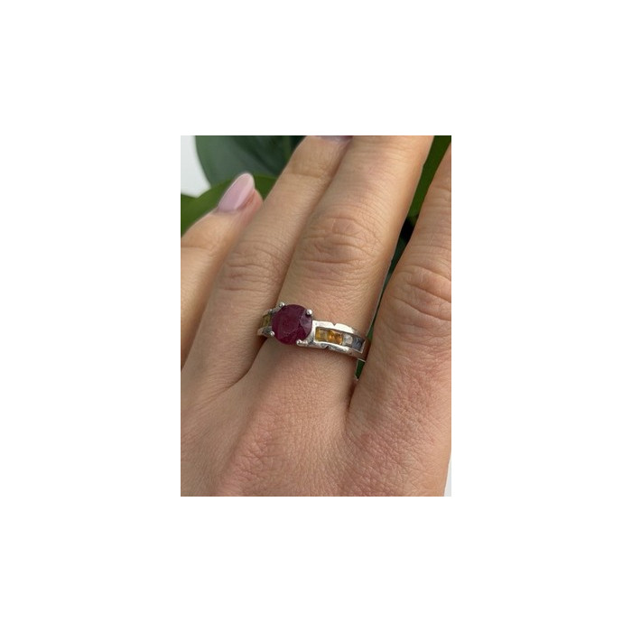 TGGC 925 Sterling Silver Ruby & Multi Color Spinel Stones Ring Size 8