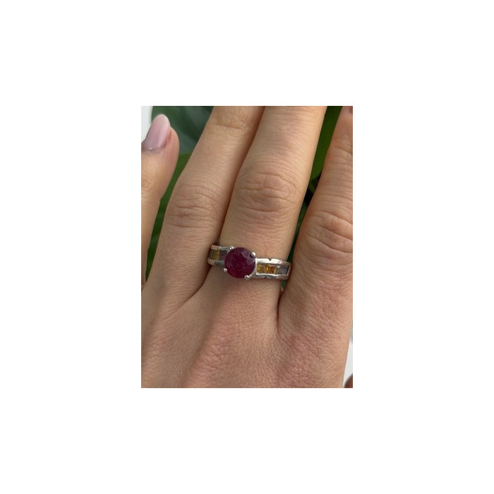 TGGC 925 Sterling Silver Ruby & Multi Color Spinel Stones Ring Size 8