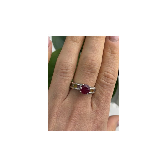 TGGC 925 Sterling Silver Ruby & Multi Color Spinel Stones Ring Size 8