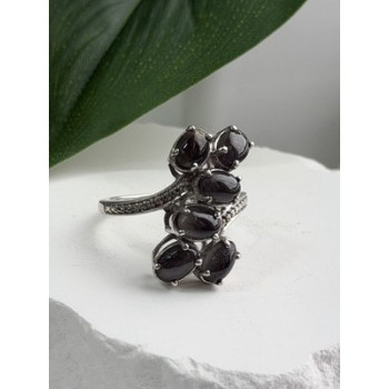 925 Sterling Silver Black Star Sapphire Ring Size 7