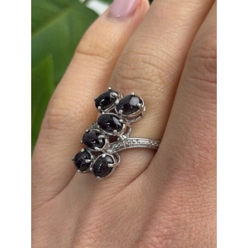 925 Sterling Silver Black Star Sapphire Ring Size 7