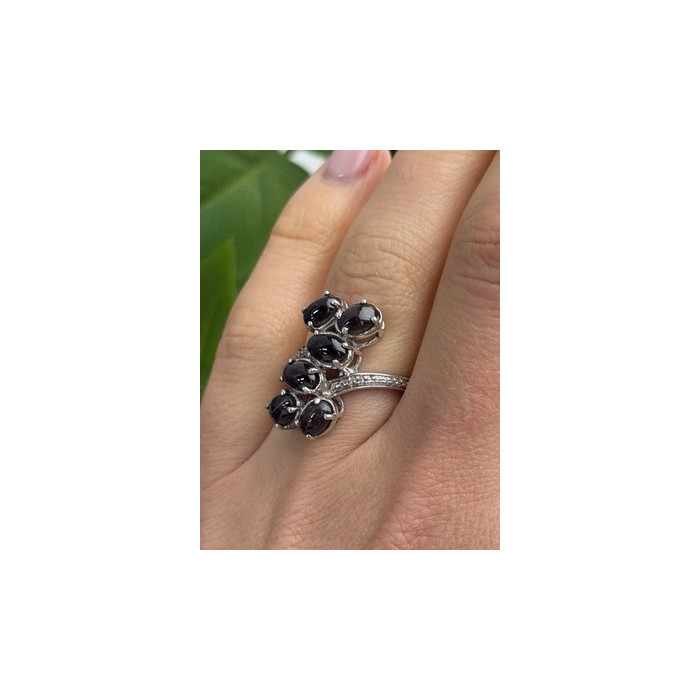 925 Sterling Silver Black Star Sapphire Ring Size 7
