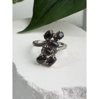 925 Sterling Silver Black Star Sapphire Ring Size 7