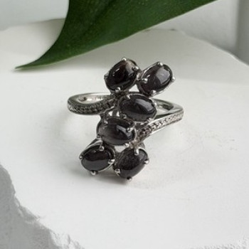 925 Sterling Silver Black Star Sapphire Ring Size 7