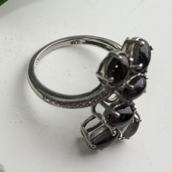 925 Sterling Silver Black Star Sapphire Ring Size 7