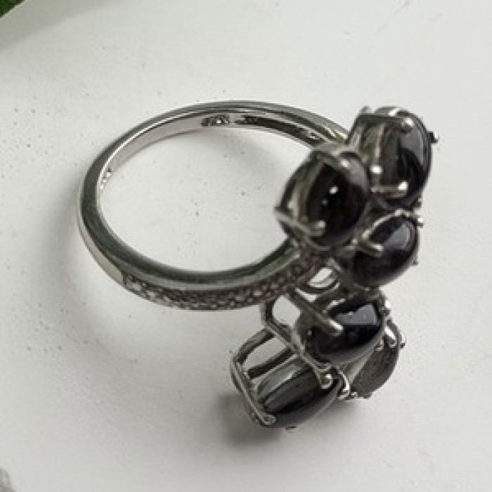 925 Sterling Silver Black Star Sapphire Ring Size 7
