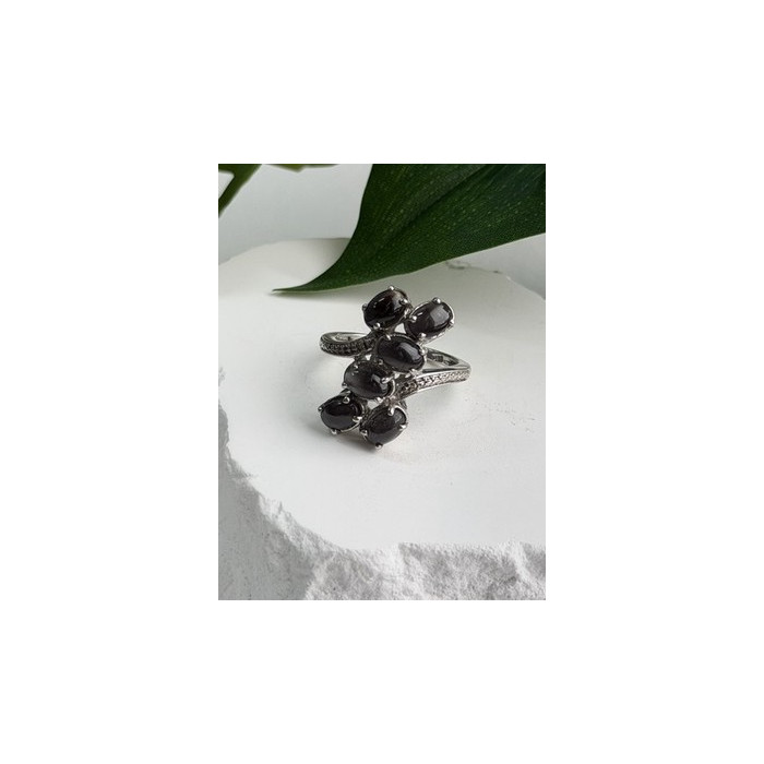 925 Sterling Silver Black Star Sapphire Ring Size 7