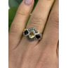 925 Sterling Silver Citrine & Onyx & Marcasite Ring Size 7