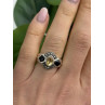 925 Sterling Silver Citrine & Onyx & Marcasite Ring Size 7