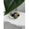 925 Sterling Silver Citrine & Onyx & Marcasite Ring Size 7