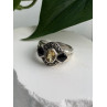 925 Sterling Silver Citrine & Onyx & Marcasite Ring Size 7