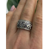 JWBR 925 Sterling Silver Enamel Zebra Stripe Diamonds Ring Size 8